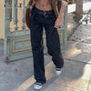 Vintage Grunge Punk Denim Jeans with Belt Mall Gothic Streetwear Jogger Trousers Dark Academia Cargo Pants Cuteandpsycho