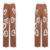 Vintage Heart Printed Pants Y2K Baggy Jeans Women High Waist Slender Aesthetic Mom Jeans Denim Streetwear 90s Trousers