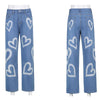 Vintage Heart Printed Pants Y2K Baggy Jeans Women High Waist Slender Aesthetic Mom Jeans Denim Streetwear 90s Trousers