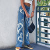 Vintage Heart Printed Y2K Baggy Jeans Women High Waist Harajuku Aesthetic Mom Jeans Denim Streetwear 90s Trousers