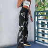 Vintage Heart Printed Y2K Baggy Jeans Women High Waist Harajuku Aesthetic Mom Jeans Denim Streetwear 90s Trousers