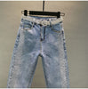 Vintage High Waist Diamonds Pencil Jeans Woman Pants Femme Long Denim Pant Women Slim Distressed Trousers Plus Size Streetwear
