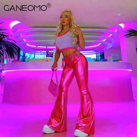Vintage High Waist Flare Pants Women Skinny Flared Trousers Y2k Clothes 2022 Autumn Red Festival Clothing  Items