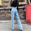 Vintage High Waist Jeans American Retro Light Blue High Waist Loose Straight Wide Leg Pants Slim Denim Long Pants Trousers Women