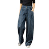 Vintage High Waist Jeans Women's 2022 Fall Wide Leg Pant Blue Baggy Jeans Harajuku Stitching Denim Trousers