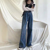 Vintage High Waist Jeans Women's 2022 Fall Wide Leg Pant Blue Baggy Jeans Harajuku Stitching Denim Trousers