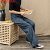 Vintage High Waist Jeans Women's 2022 Fall Wide Leg Pant Blue Baggy Jeans Harajuku Stitching Denim Trousers