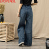 Vintage High Waist Jeans Women's 2022 Fall Wide Leg Pant Blue Baggy Jeans Harajuku Stitching Denim Trousers