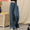 Vintage High Waist Jeans Women's 2022 Fall Wide Leg Pant Blue Baggy Jeans Harajuku Stitching Denim Trousers