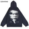 Vintage Hoodie Jacket Streetwear Y2K Grunge Hip Hop Letter Print Zip Punk Gothic Fleece Hooded Sweatshirt Coat Harajuku Loose