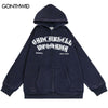 Vintage Hoodie Jacket Streetwear Y2K Grunge Hip Hop Letter Print Zip Punk Gothic Fleece Hooded Sweatshirt Coat Harajuku Loose