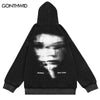Vintage Hoodie Jacket Streetwear Y2K Grunge Hip Hop Letter Print Zip Punk Gothic Fleece Hooded Sweatshirt Coat Harajuku Loose