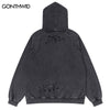 Vintage Hoodie Streetwear Hip Hop Embroidery Ripped Destroyed Distressed Wash Hooded Sweatshirt 2023 Harajuku Casual Oversized