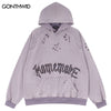 Vintage Hoodie Streetwear Hip Hop Embroidery Ripped Destroyed Distressed Wash Hooded Sweatshirt 2023 Harajuku Casual Oversized