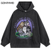 Vintage Hoodie Streetwear Hip Hop Retro Cats Print Hooded Sweatshirt Men Women Harajuku Casual Cotton Loose Pullover