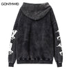 Vintage Hoodie Streetwear Hip Hop Skull Skeleton Flame Bones Print Punk Gothic Washed Hooded Sweatshirt Harajuku Casual Hoodies