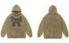 Vintage Hoodie Streetwear Sweatshirt Hip Hop Retro Bow Print Distressed Wash Pullover Hooded Harajuku Casual Loose Cotton Hoodie