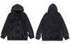 Vintage Hoodie Streetwear Y2K Grunge Zip Up Sweatshirt Coat Hip Hop Emroidery Letter Wash Hooded Jacket Harajuku Punk Gothic Top