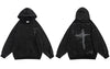 Vintage Hoodie Sweatshirt Y2K Grunge Hip Hop Cross Print Washed Hooded Streetwear Harajuku Casual Cotton Loose Punk Gothic Tops