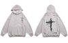 Vintage Hoodie Sweatshirt Y2K Grunge Hip Hop Cross Print Washed Hooded Streetwear Harajuku Casual Cotton Loose Punk Gothic Tops