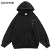 Vintage Hoodie Sweatshirt Y2K Grunge Hip Hop Cross Print Washed Hooded Streetwear Harajuku Casual Cotton Loose Punk Gothic Tops