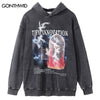 Vintage Hoodie Sweatshirt Y2K Grunge Hip Hop Flame Pigeon Print Punk Pullover Hooded Streetwear Harajuku Hoodies Heavy