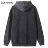 Vintage Hoodie Sweatshirt Y2K Grunge Hip Hop Graphic Print Punk Gothic Washed Heavy Hooded Harajuku Casual Pullover Streetwear