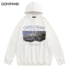 Vintage Hoodie Sweatshirt Y2K Harajuku Retro Mountain Letter Print Hooded Streetwear Men Women Casual Cotton Pullovers