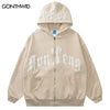Vintage Hoodie Sweatshirt Y2K Streetwear Hip Hop Embroidery Letter Punk Gothic Fleece Hooded Coat Harajuku Zipper Jacket