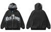 Vintage Hoodie Sweatshirt Y2K Streetwear Hip Hop Embroidery Letter Punk Gothic Fleece Hooded Coat Harajuku Zipper Jacket