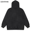 Vintage Hoodie Sweatshirt Y2K Streetwear Hip Hop Graphic Letter Print Washed Hooded Harajuku Punk Gothic Loose Pullover