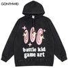 Vintage Hoodie Sweatshirt Y2K Streetwear Hip Hop Graphic Letter Print Washed Hooded Harajuku Punk Gothic Loose Pullover