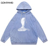 Vintage Hoodie Sweatshirts Streetwear Hip Hop Graphic Print Distressed Wash Pullover Hooded 2023 Harajuku Casual Cotton Hoodies