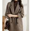 Vintage Houndstooth Women Blazer Casual Elegant Plaid Female Suit Jacket Long Sleeve Loose Blaser Outerwear Clothes