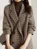 Vintage Houndstooth Women Blazer Casual Elegant Plaid Female Suit Jacket Long Sleeve Loose Blaser Outerwear Clothes