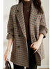 Vintage Houndstooth Women Blazer Casual Elegant Plaid Female Suit Jacket Long Sleeve Loose Blaser Outerwear Clothes