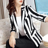Vintage Indie Striped Blazer Suit Women Long Sleeve Double Breasted Suit 2023 Woman Commute Casual Jacket Blazer Plus Size Coat