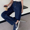 Vintage Jeans Women High Waist Plus Size 5XL Dark Blue Chic Harajuku Baggy Mopping Straight Denim Trousers Casual Korean Fashion