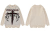Vintage Knitted Sweater Grunge Y2K Streetwear Hip Hop Hole Punk Gothic Pullover Jumpers Sweaters Unisex Harajuku Sweater