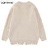 Vintage Knitted Sweater Grunge Y2K Streetwear Hip Hop Hole Punk Gothic Pullover Jumpers Sweaters Unisex Harajuku Sweater