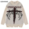 Vintage Knitted Sweater Grunge Y2K Streetwear Hip Hop Hole Punk Gothic Pullover Jumpers Sweaters Unisex Harajuku Sweater