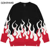 Vintage Knitted Sweater Streetwear Y2K Mens Retro Flame Ripped Hole Jumpers Sweaters Men Harajuku Casual Loose Pullover