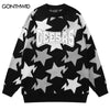 Vintage Knitted Sweater Y2K Grunge Men Hip Hop Embroidery Letter Pullover Jumpers Autumn Casual Loose Streetwear Couple