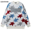 Vintage Knitted Sweater Y2K Grunge Men Hip Hop Embroidery Letter Pullover Jumpers Autumn Casual Loose Streetwear Couple