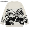 Vintage Knitted Sweaters Streetwear Y2K Grunge Hip Hop Skull Skeleton Jumpers Men Harajuku Casual Punk Gothic Pullover Couples