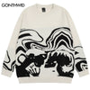 Vintage Knitted Sweaters Streetwear Y2K Grunge Hip Hop Skull Skeleton Jumpers Men Harajuku Casual Punk Gothic Pullover Couples
