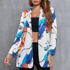 Vintage Letter Irregular Printing Blazer Women Jacket High Street 2022 Plus Size Elegant Lady Coat American Stylish