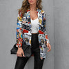 Vintage Letter Irregular Printing Blazer Women Jacket High Street Fall 2023 Plus Size Elegant Lady Coat American Stylish