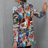 Vintage Letter Irregular Printing Blazer Women Jacket High Street Fall 2023 Plus Size Elegant Lady Coat American Stylish