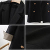Vintage Loose Double Breasted Plaid Cuff Women Black Blazer 2023 Spring Autumn Pockets Long Sleeve Suit Coats Business Outwear